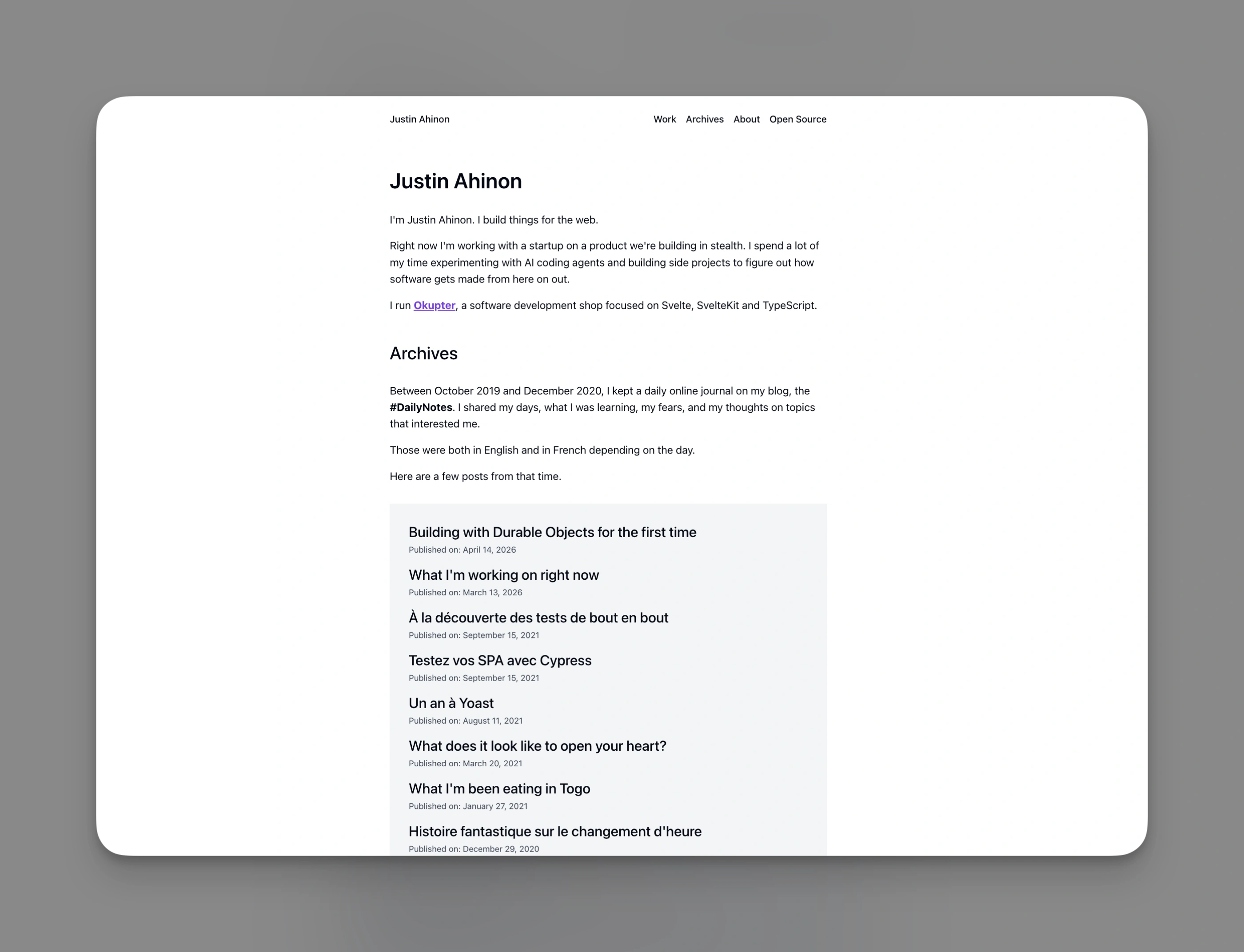 A first draft of my personal site with no design direction given. Clean, fine, nothing to remember it by.